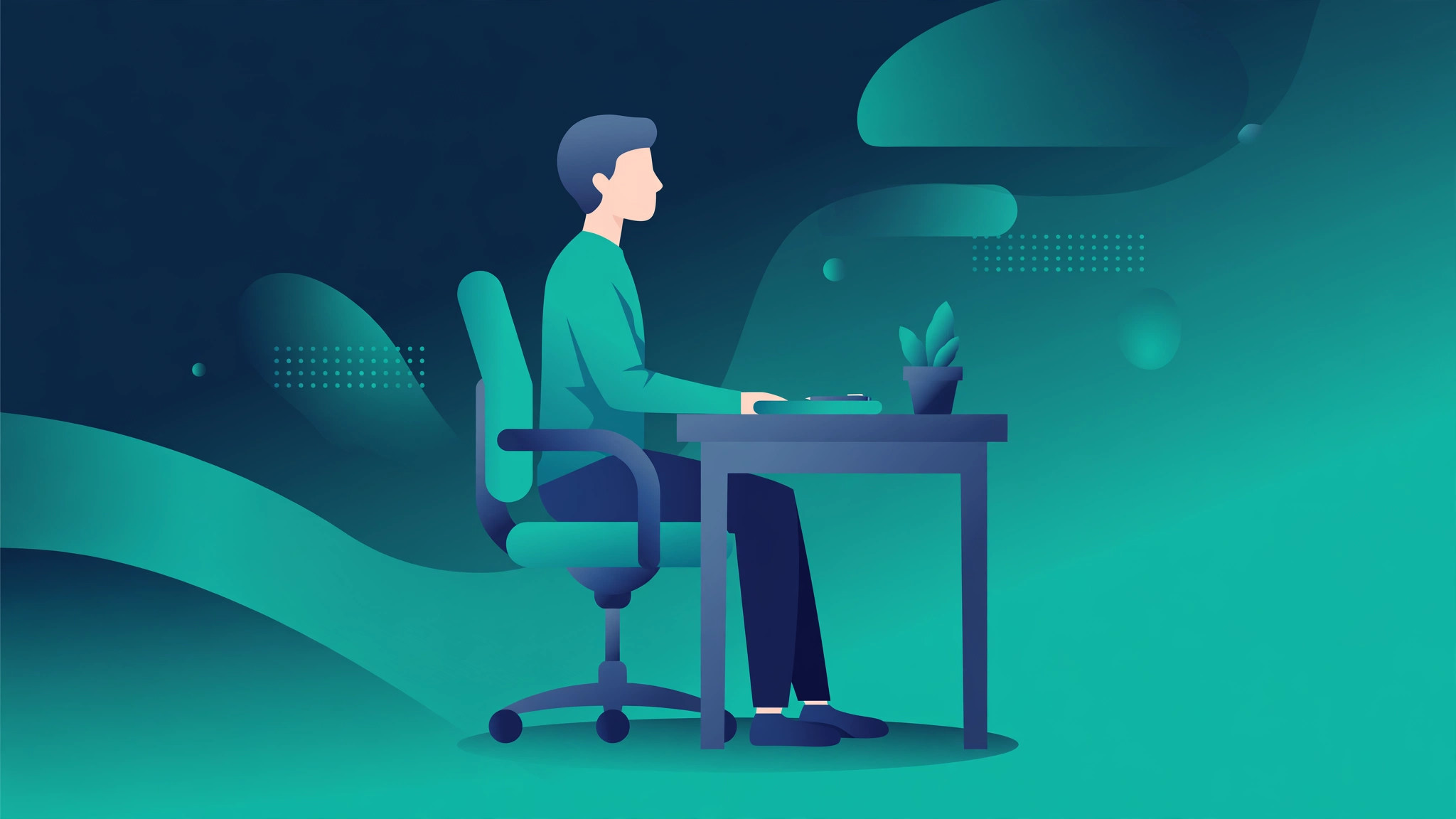 Person sitting with correct ergonomic posture in a home office chair